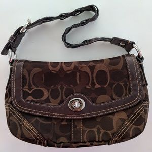 VTG Coach Emblem Shoulder Bag Brown Leather